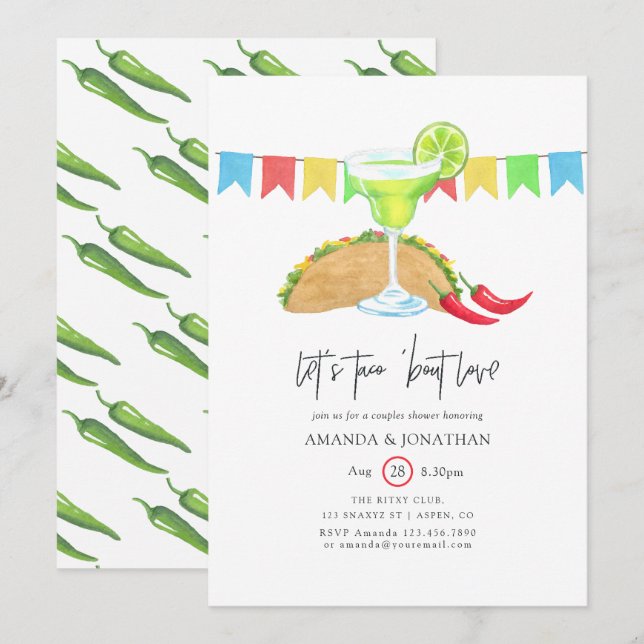 Mexican Fiesta Taco 'bout Love Couples Shower Invitation (Front/Back)