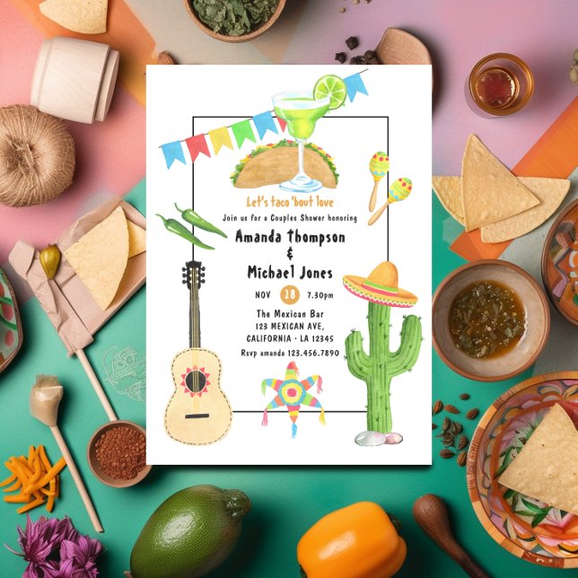 Mexican Fiesta Taco 'bout Love Couples Shower Invitation