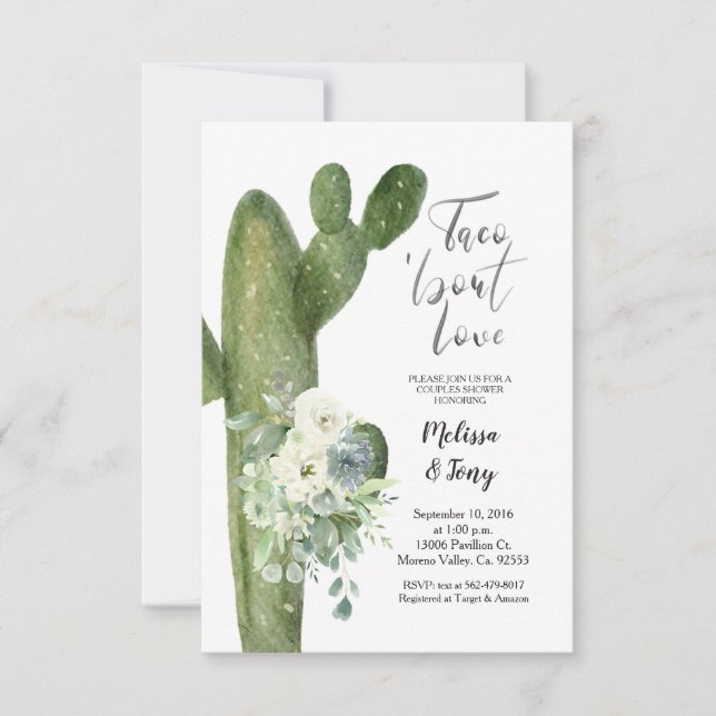 Mexican Fiesta Taco 'bout Love Couples Shower Invitation (Front)