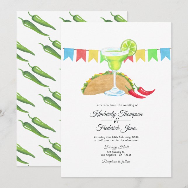Mexican Fiesta Taco 'bout Love Wedding Invitation (Front/Back)