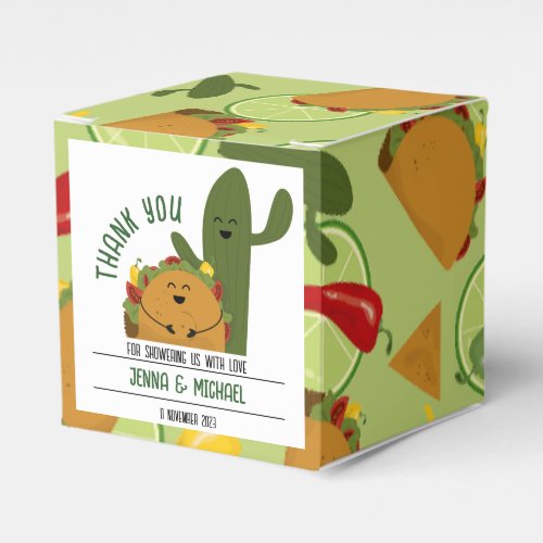 Mexican fiesta taco couples baby shower favor boxes