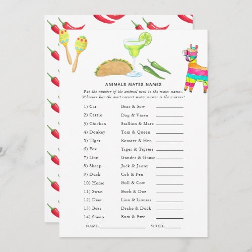 Mexican Fiesta Taco Game Invitation