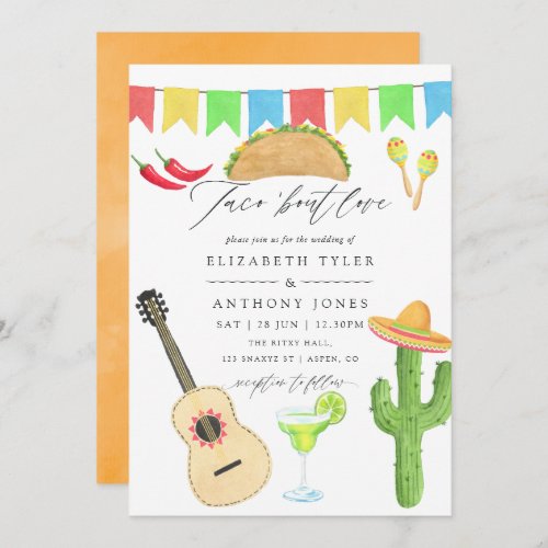 Mexican Fiesta Taco themed Wedding Invitation