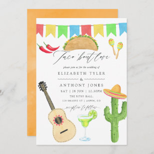 Mexican Fiesta Taco themed Wedding Invitation