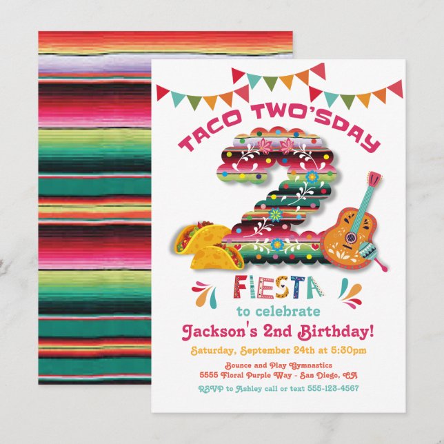 Mexican Fiesta Taco Two'sday Birthday Invitation (Front/Back)