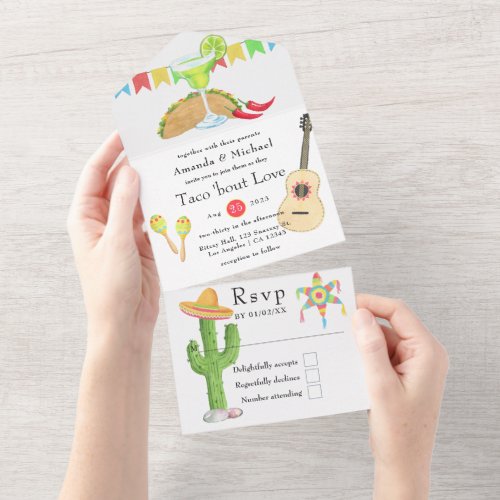 Mexican Fiesta Taco WeddingCouples Shower All In One Invitation