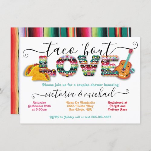 Mexican Fiesta Tacobout Love couples shower  Invitation