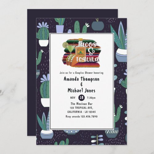 Mexican Fiesta Tacos and Tequila Couples Shower Invitation