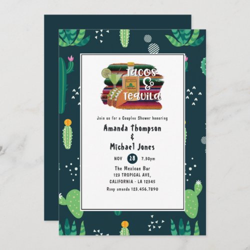 Mexican Fiesta Tacos and Tequila Couples Shower Invitation