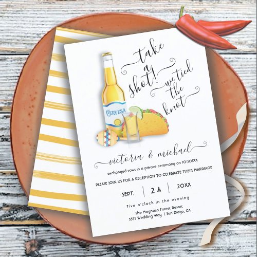 Mexican Fiesta take a shot Wedding Reception Invitation