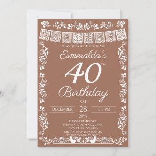 Mexican Fiesta Terracotta 40th Birthday Invitation
