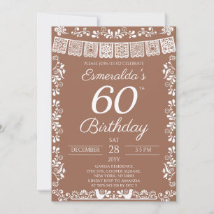 Mexican Fiesta Terracotta 60th Birthday Invitation
