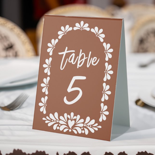 Mexican fiesta terracotta talavera table numbers tent (Mexican fiesta terracotta talavera table numbers sign personalized table numbers  tent sign)
