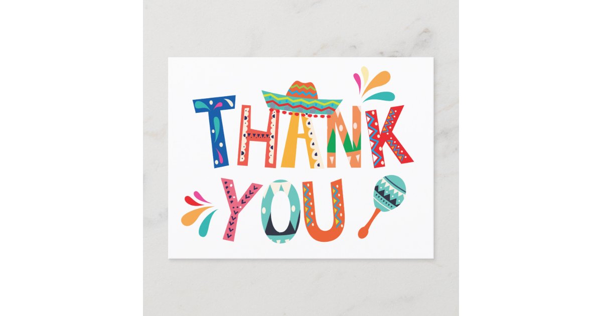 Mexican Fiesta Thank You Note Postcard Zazzle Com