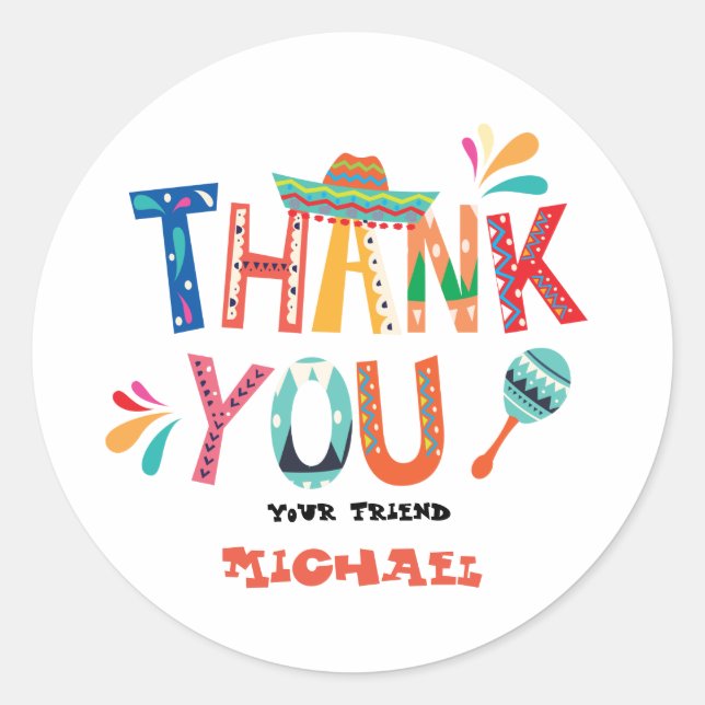 Mexican FIesta Thank you stickers (Front)