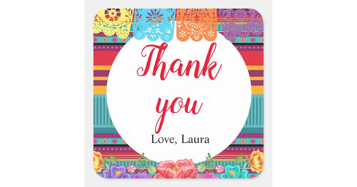 Mexican Fiesta Thank You Stickers | Zazzle