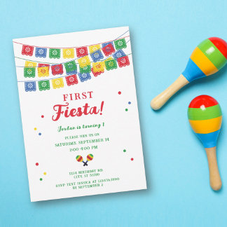 Mexican Fiesta Theme First Birthday Invitation
