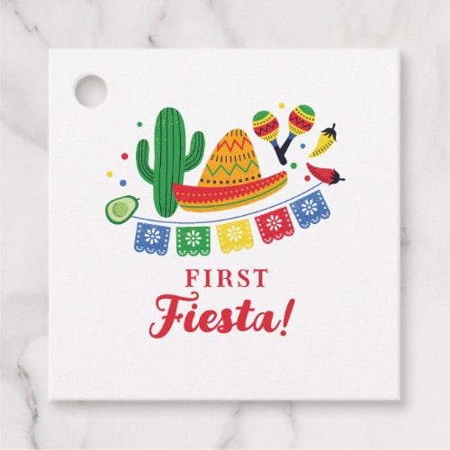 Mexican Fiesta Theme First Birthday Invitation Favor Tags