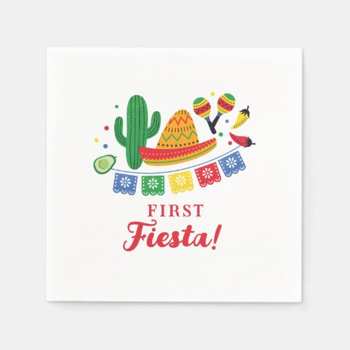Mexican Fiesta Theme First Birthday Invitation Napkins