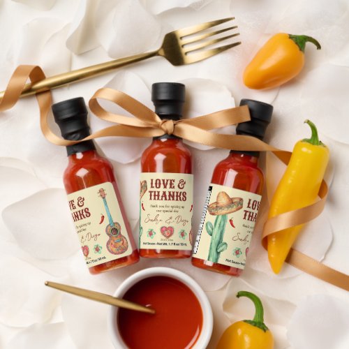 Mexican fiesta themed party personalized favors hot sauces