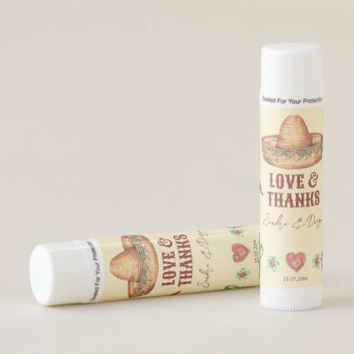 Mexican fiesta themed party personalized favors lip balm