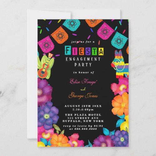 Mexican Fiesta Vivid Florals Engagement Party Invitation