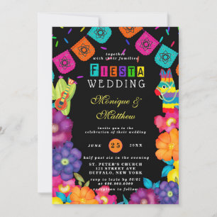 Mexican Fiesta Vivid Watercolor Florals Wedding Invitation