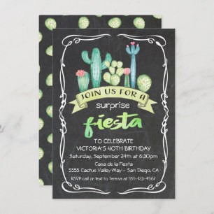 Mexican Fiesta Watercolor Cactus and succulents Invitation