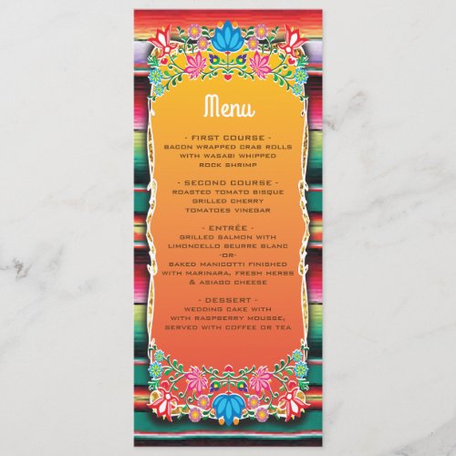 Mexican Fiesta Wedding menu card