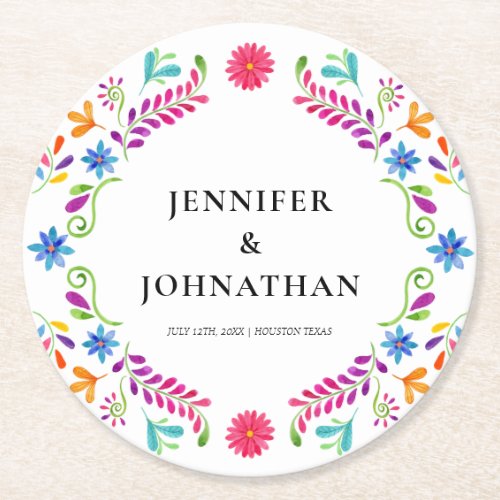 Mexican Fiesta Wedding Party Round Paper Coaster