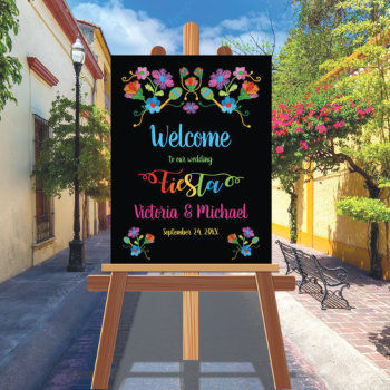 Mexican Fiesta Welcome Sign With Embroidery by McBooboo at Zazzle
