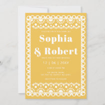 Mexican Fiesta Yellow Papel Picado Boho Wedding Invitation