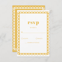 Mexican Fiesta Yellow Papel Picado Boho Wedding RSVP Card