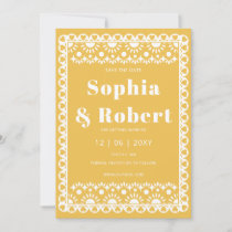 Mexican Fiesta Yellow Papel Picado Boho Wedding Save The Date