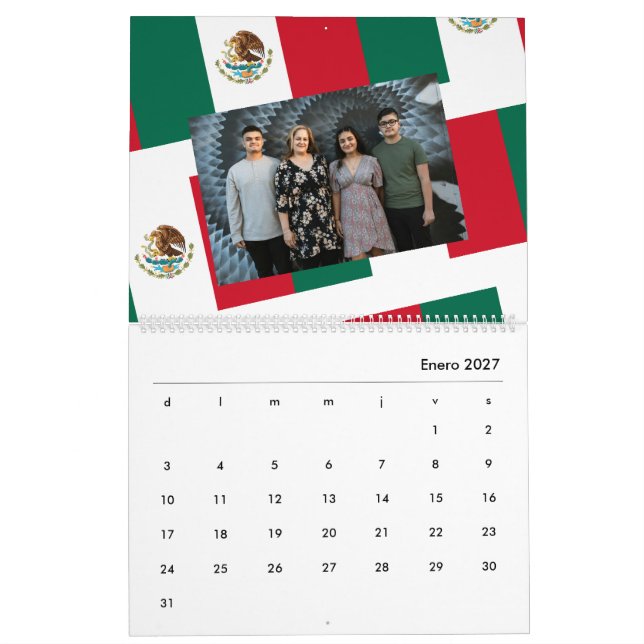 Mexican Flag Add Your Photo 2026 Calendar (Jan 2027)