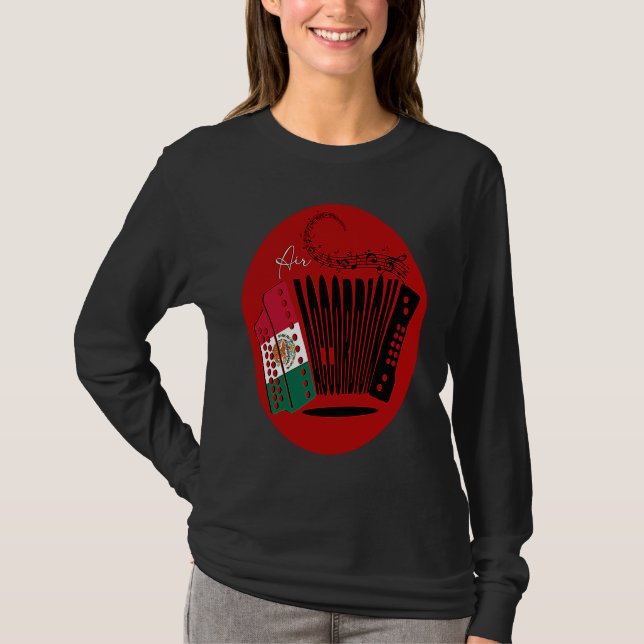 Mexican Flag Air Accordion Mexico Fiesta Womens Bo T-Shirt (Front)