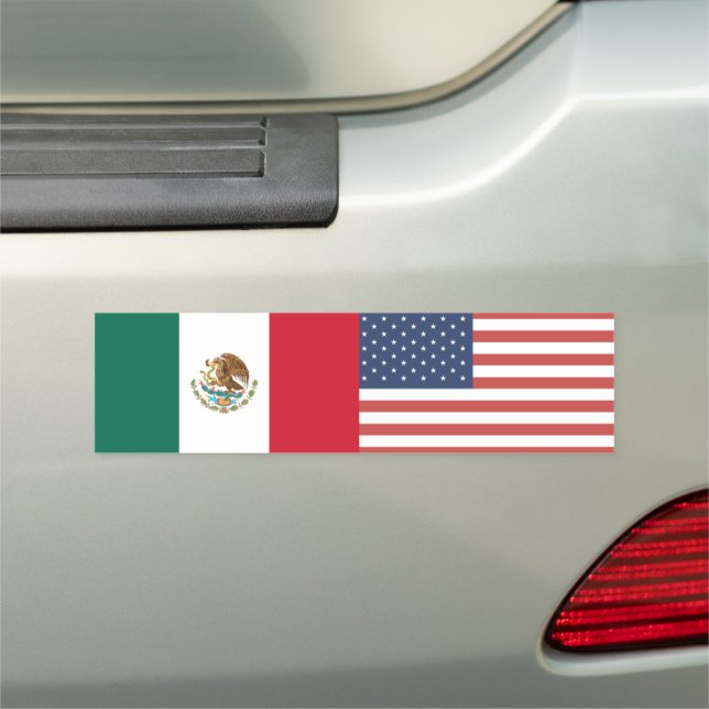 Mexican Flag and American Flag Car Magnet (In Situ)