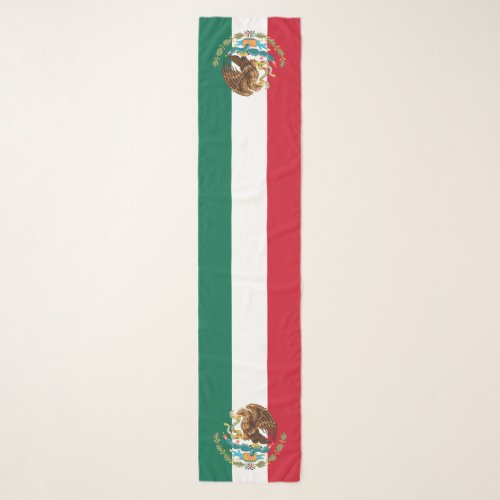 Mexican Flag and Coat of Arms Patriotic Tricolor Scarf