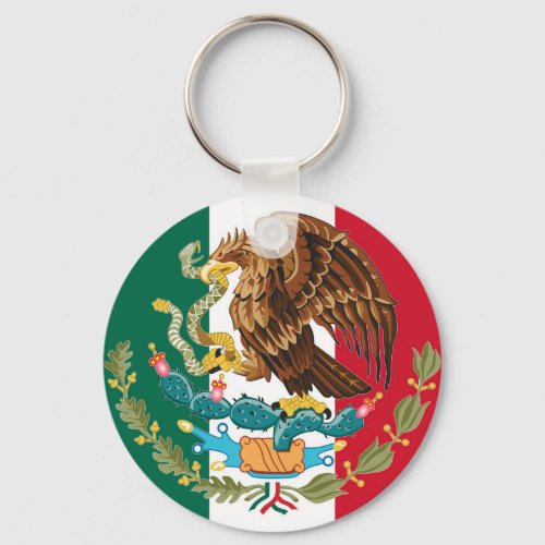 Mexican Flag and Coat of Arms Tricolor Key Chain