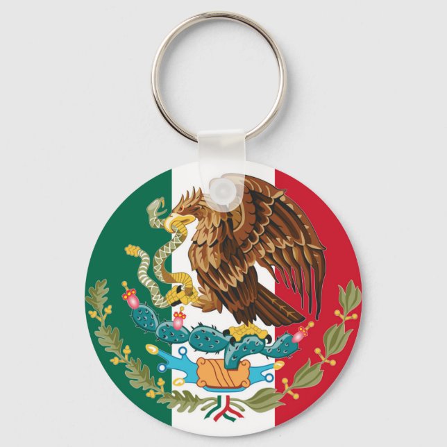 Mexican Flag and Coat of Arms Tricolor Key Chain (Front)