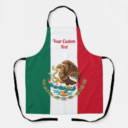 Mexican flag and coat of arms with a golden eagle apron