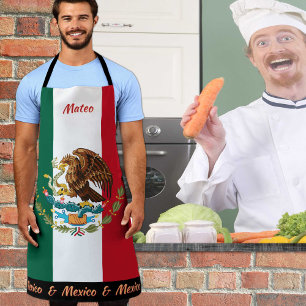 Mexican Flag apron, Mexico, Mexican Chefs kitchen Apron