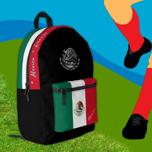 Mexican Flag backpack, Mexico, patriot black Printed Backpack