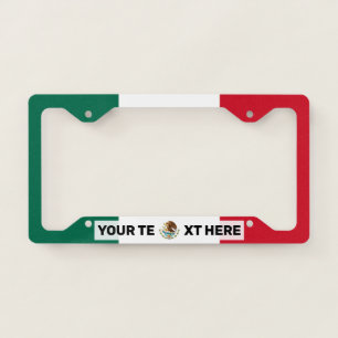 Mexican Flag Black Text Personalized License Plate Frame