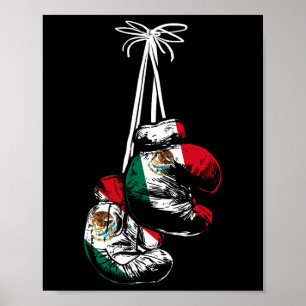 Mexican Flag Boxer Boxing Gloves Boxing Poster