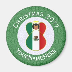 Mexican Flag Christmas Angel Personalized Magnet