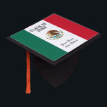 Mexican flag class of school graduation party cap topper<br><div class="desc">Mexican flag custom class of graduation party tassel cap topper for high school grads. Funny accessory for graduate students, seniors graduating, college etc. Personalizable highschool name and year ie 2017 2018 2019 2020 etc. Graduation hat / cap top design with patriotic flag of Mexico and eagle. Country pride party favor...</div>