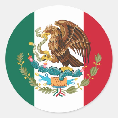 Mexican Flag  Coat of Arms Flag of Mexico Classic Round Sticker