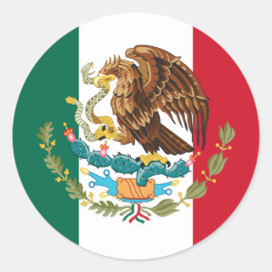 Mexican Flag & Coat of Arms, Flag of Mexico Classic Round Sticker
