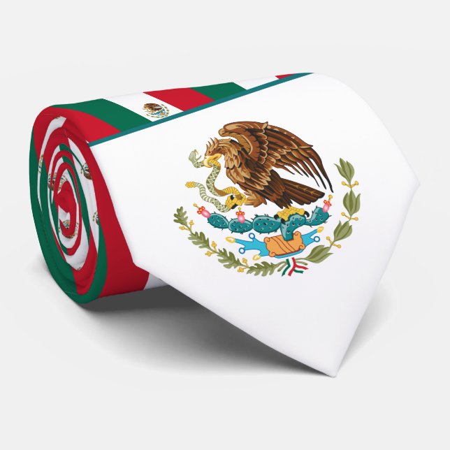 Mexican Flag & Coat of Arms, Flag of Mexico Neck Tie (Rolled)